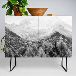 Mountain Forest Black and White Credenza