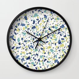 Terrazo in Blue, green and citron Wall Clock