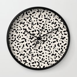 Messy paper cut confetti party sprinkles abstract spots in black on ivory white Wall Clock | Cut, Papercut, Paper, Spots, Party, Messy, Abstract, Black, Ivorywhite, Sprinkles 
