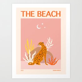 The Beach Leopard Art Print Art Print