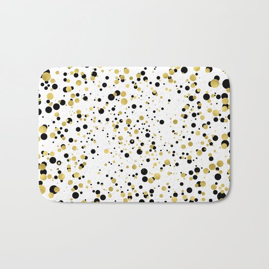 Gold and Black Confetti Bath Mat