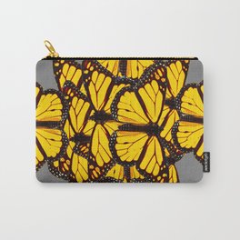 YELLOW MONARCH STYLE BUTTERFLIES ON GREY ART Carry-All Pouch
