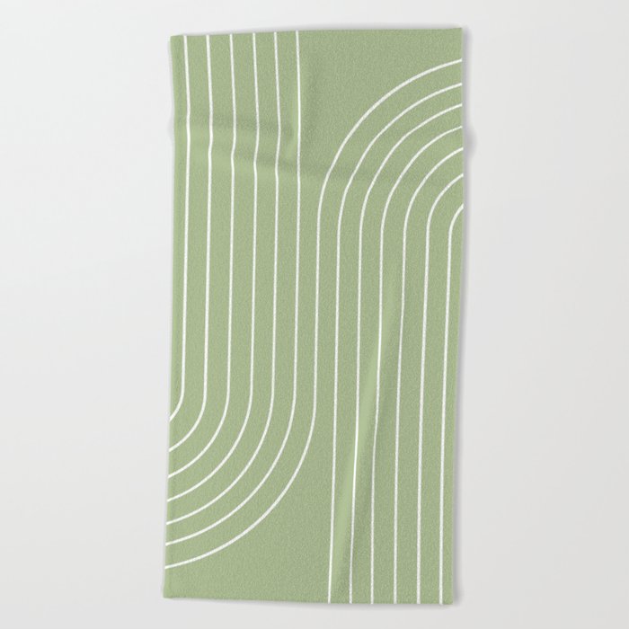 Minimal Line Curvature XXII Pastel Green Mid Century Modern Arch Abstract Beach Towel