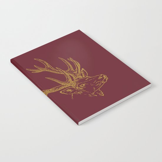 Deer Burgundy Gold Notebook