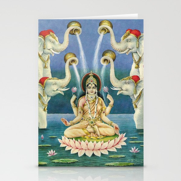 Lakshmi with Elephants Gajalakshmi Stationery Cards