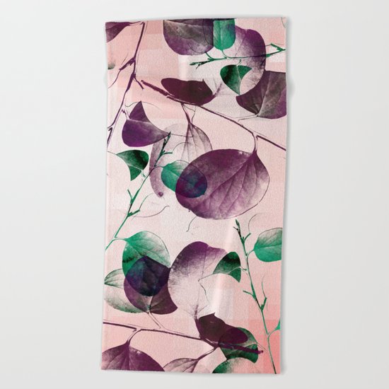 Spiral Eucalyptus Leaves Beach Towel