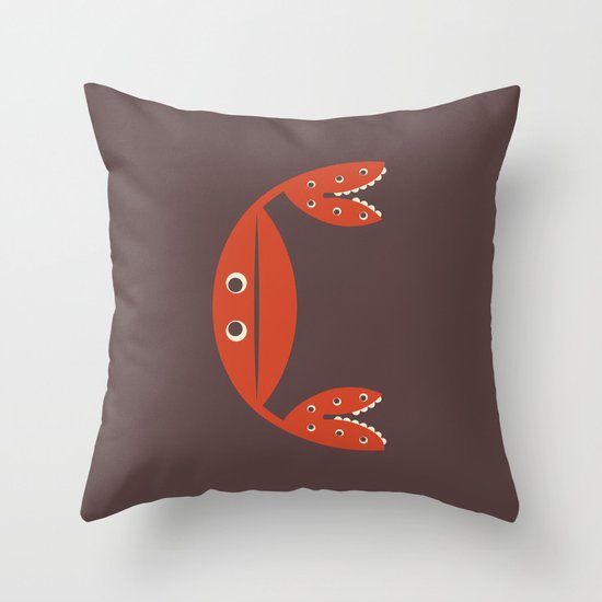 Letter C // Animal Alphabet // Crab Monogram Throw Pillow