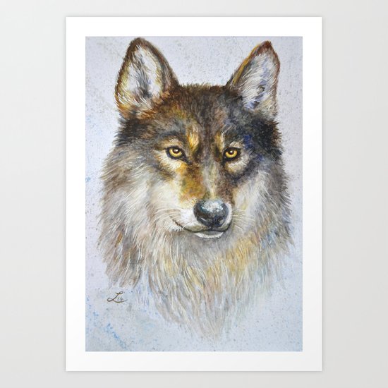Watercolor wolf Art Print