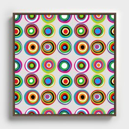 Colorful concentric doodle circles seamless background Framed Canvas