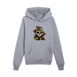 skull snake and roses Kids Pullover Hoodies