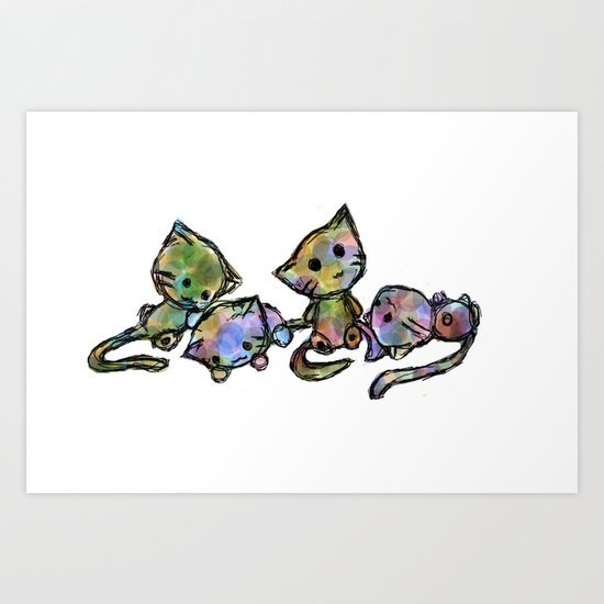Colorful Kittens Art Print