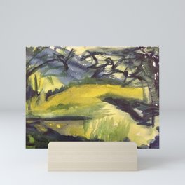 A Day by the Pond Abstract Painting Mini Art Print