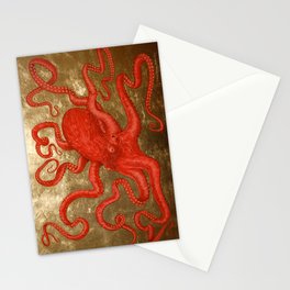 Red Octopus Stationery Card