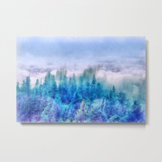 Clouds over pine forest Metal Print