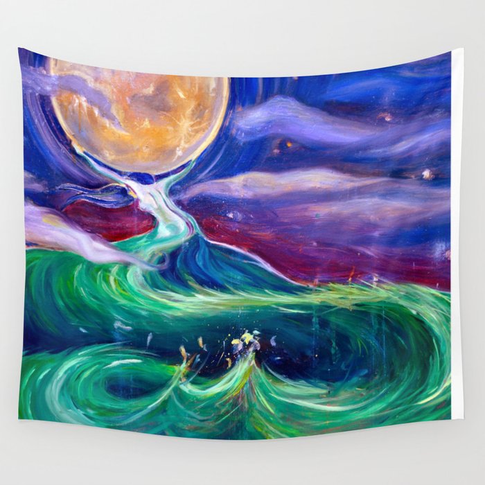 Mother Earth in Her Struggle to Save the Night Wall Tapestry