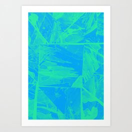 Triangular Rainbow Abstract Collage Green and  Blue Version Art Print