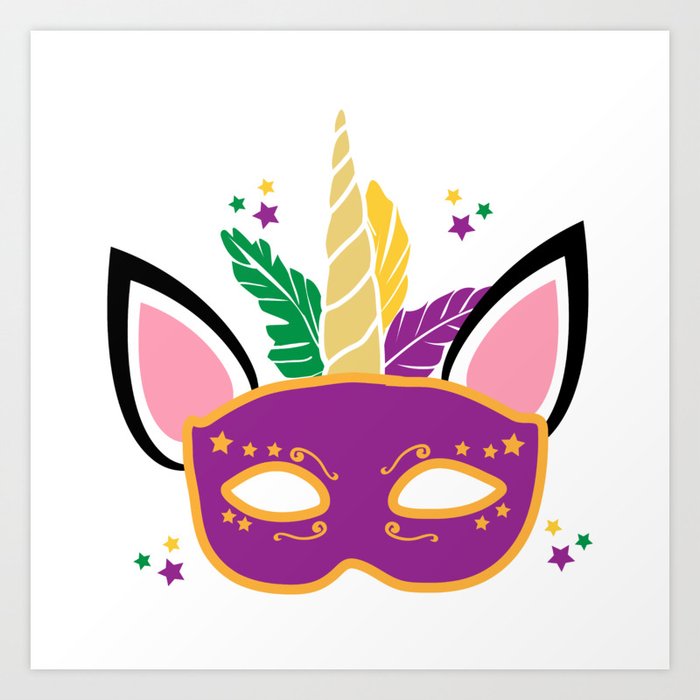 Mardi Gras Unicorn Mask Masquerade Costume Art Print By