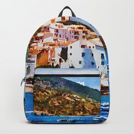 Cadaques, Spain watercolor Backpack