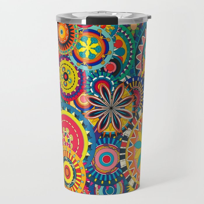 Multicolored Floral Art Travel Mug