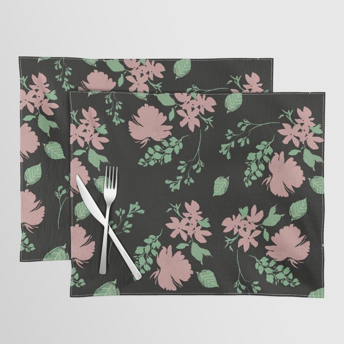 Floral Pattern with Black background Placemat