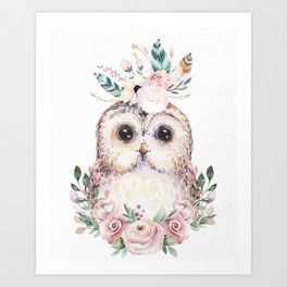 Forest Owl Floral by Nature Magick Art Print