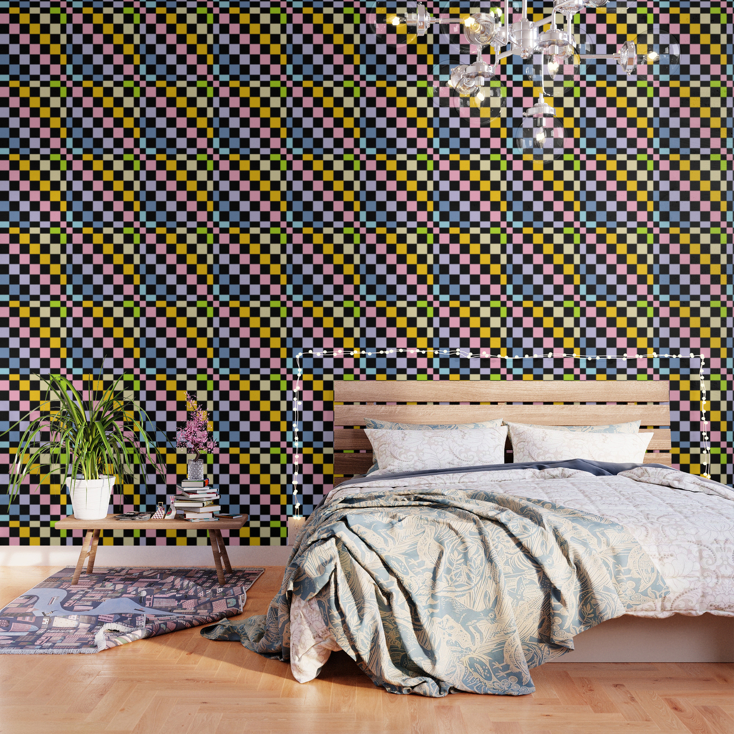 Checkered Pastel Rainbow Black Wallpaper By Lornakay Society6 Here are only the best rainbow wallpapers.