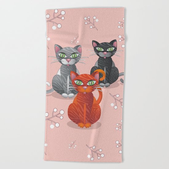 Three nice tiger cats Beach Towel