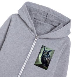 Gothic Majestic Owl Kids Zip Hoodie