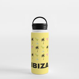 Ibiza Retro Art Decor Vacations Illustration Pastel Yellow Art Modern Boho Decor Water Bottle