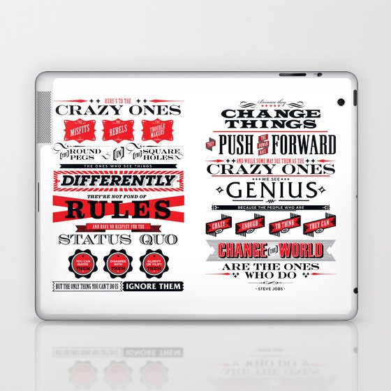 Steve Jobs "Here's to the crazy ones" quote print Laptop & iPad Skin