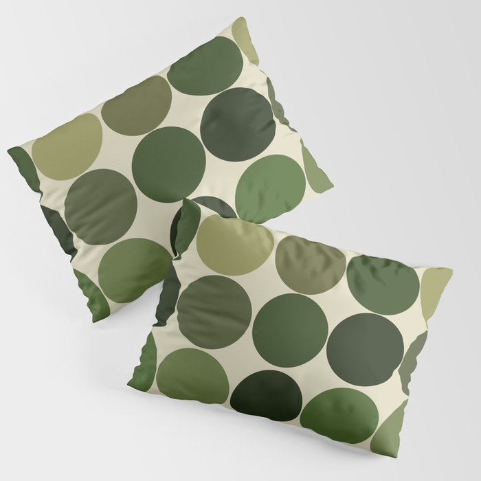 Medium green shades circles 3 Pillow Sham