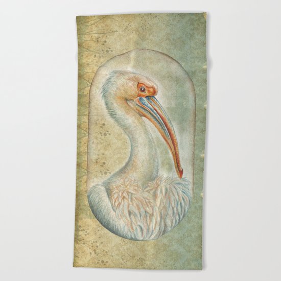 PELICAN IN CAPSULE Beach Towel