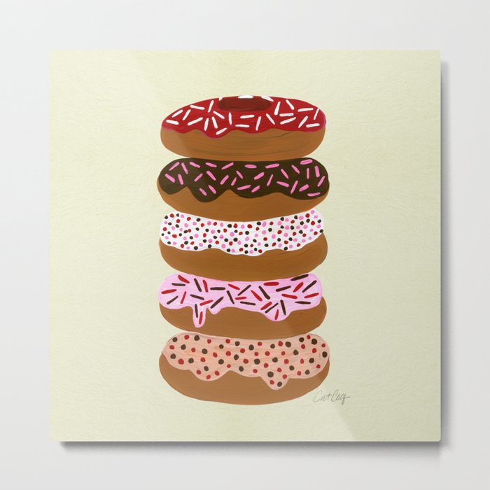 Stacked Donuts on Cream Metal Print