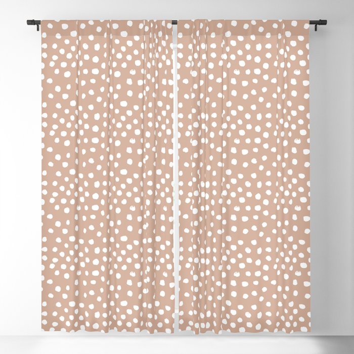Dots - almond, muted, rust, earth tones, brown, muted, painted dots, painterly, minimal, simple pattern Blackout Curtain