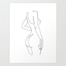 Nip and Butt / Naked female body line illustration / Explicit Design  Art Print