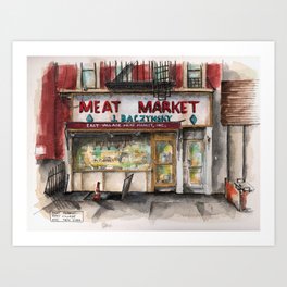 Meat Market, East Village, NYC Art Print
