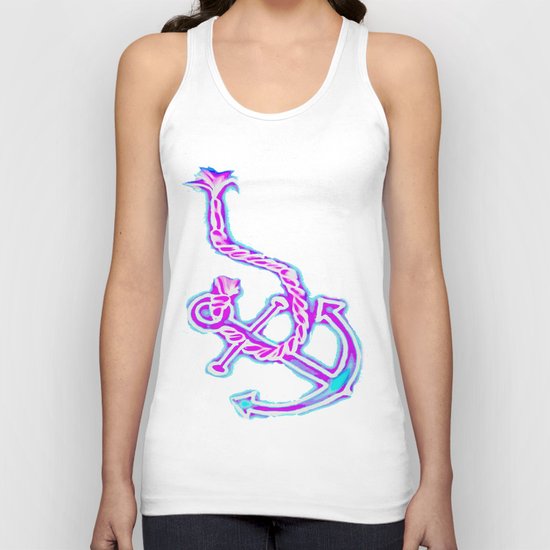 Bright Preppy Anchor Print, hand drawn Unisex Tank Top