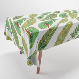 Watercolor Feathers - Green Parrot Pattern Tablecloth