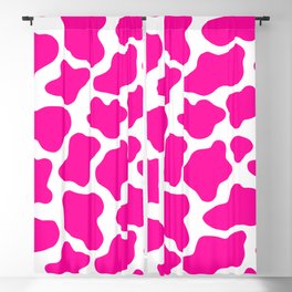 Neon Pink Cow Print Blackout Curtain
