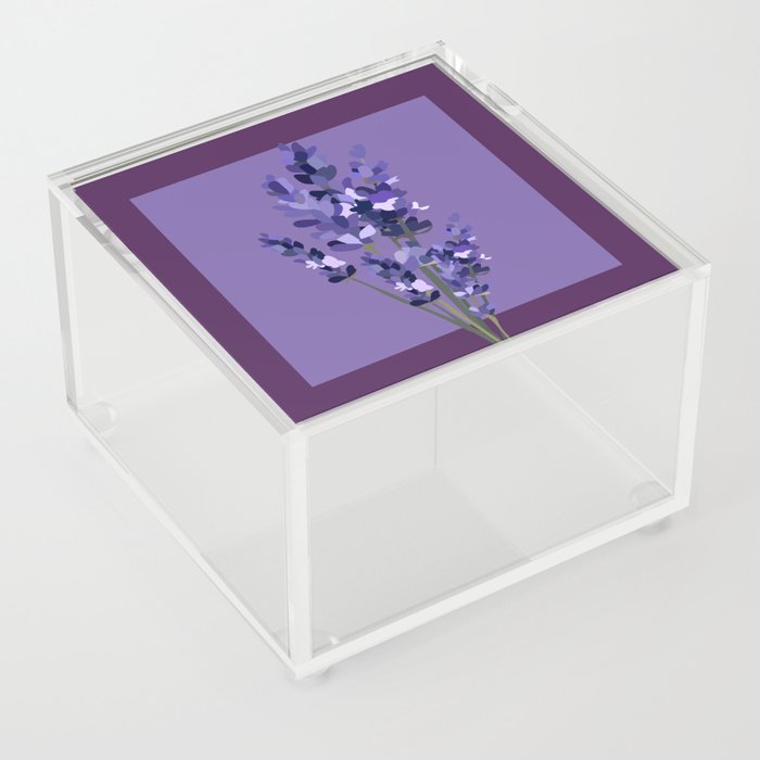 Floral Lavender Bouquet Design Pattern on Purple Acrylic Box