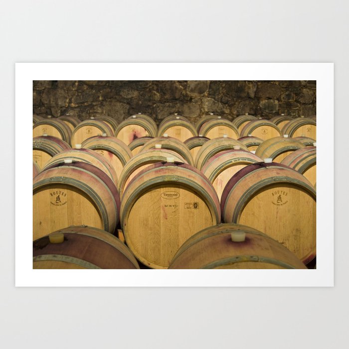 Oak Barrels In Wine Cellar Art Print