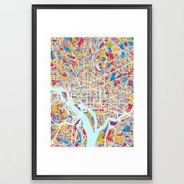 Washington DC Street Map Framed Art Print