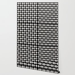 Black and white mid century atomic 50s geometric shapes Wallpaper