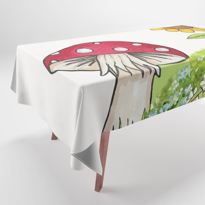 Ladybug Mushroom and Sunflower Tablecloth