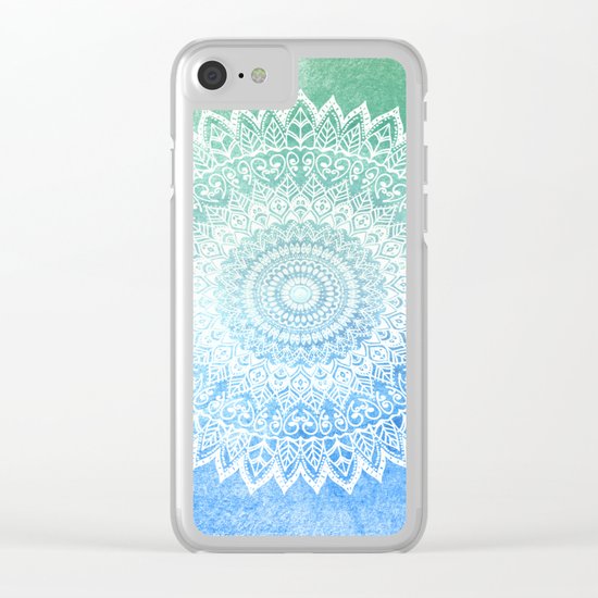 OCEAN PASSION LEAVES MANDALA Clear iPhone Case