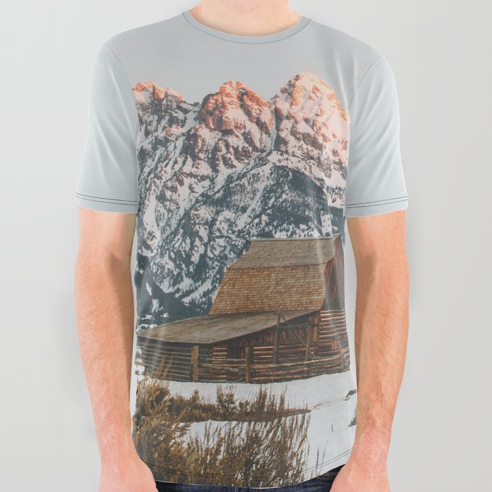 Morning Sunrise Cabin at Grand Teton National Park All Over Graphic Tee