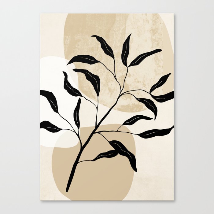 No26 Branching Out - Leaves in black Canvas Print