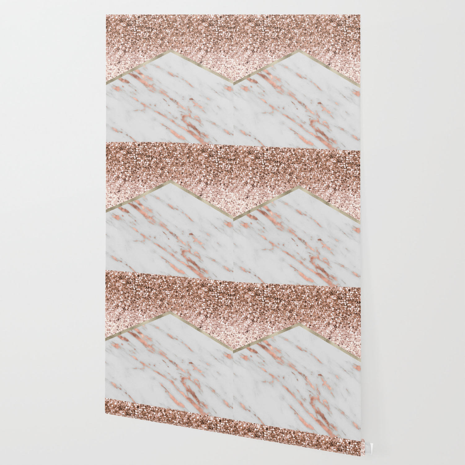 Shimmering Rose Gold With Rose Gold Marble Wallpaper By Marbleco