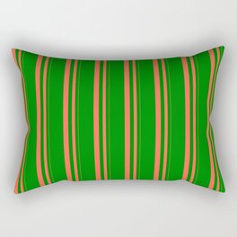 [ Thumbnail: Red & Green Colored Lines Pattern Rectangular Pillow ]