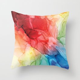 Rainbow Good Vibes Abstract Painting Throw Pillow